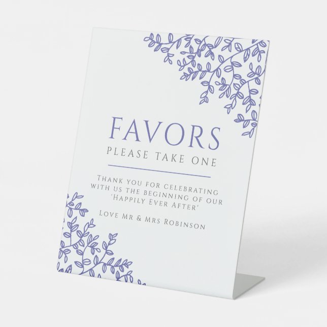Blaues gezeichnet Gastgeschenke Hochzeit Sockelschild (Vorderseite)