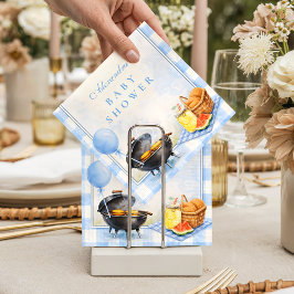 Blaues Gingham Baby Q Babyshower Serviette