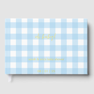 Blaues Gingham-Babyshower-Gästebuch Gästebuch