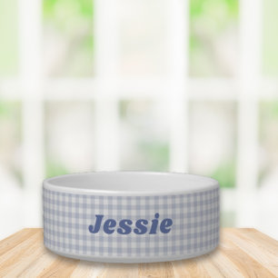 Blaues Gingham benutzerdefinierter Name  Napf