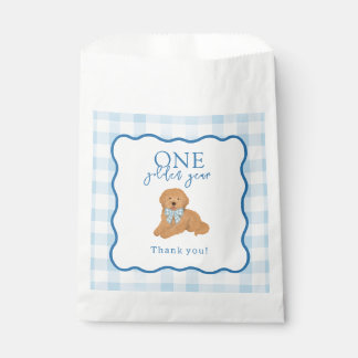 Blaues Gingham Ein Goldenes Jahr Jungen Erster Geb Geschenktütchen