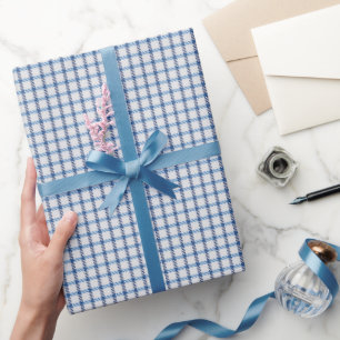 Blaues Gingham Geschenkpapier