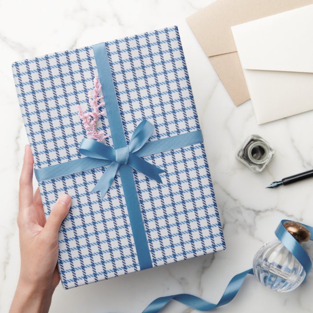 Blaues Gingham Geschenkpapier (Schenken)