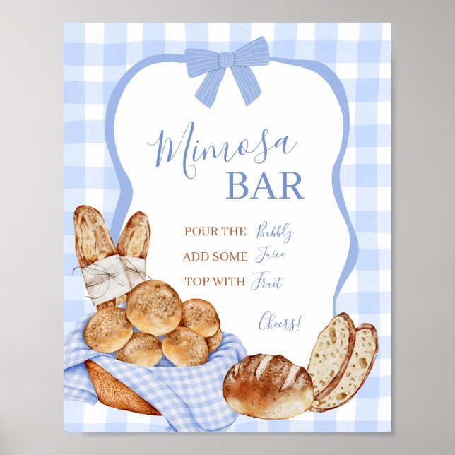 Blaues Gingham Karo-Bun im Ofen Mimosa Poster (Vorne)