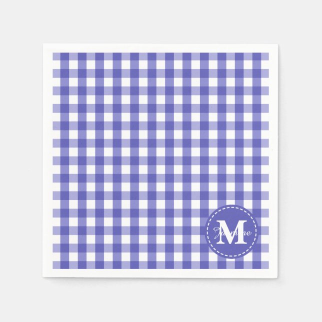 Blaues Gingham-Karo-Muster Serviette (Vorderseite)