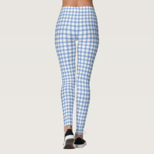 Blaues Gingham-Karo-Pastellmuster Leggings