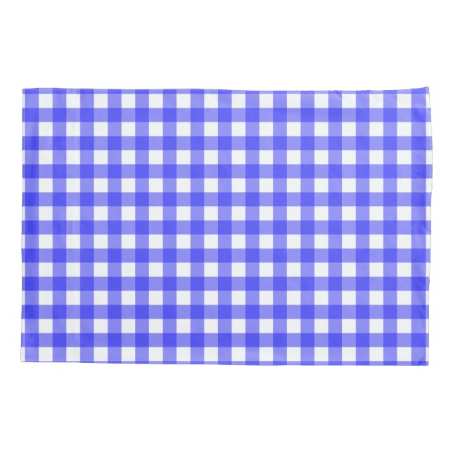 Blaues Gingham Kissenbezug (Rückseite)
