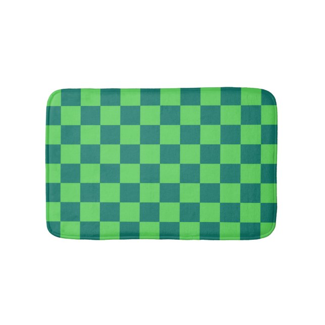 Blaues Gingham-Muster Badematte (Vorderseite)