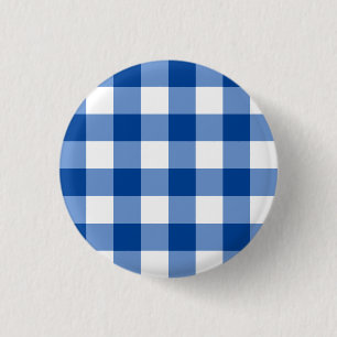 Blaues Gingham-Muster Button