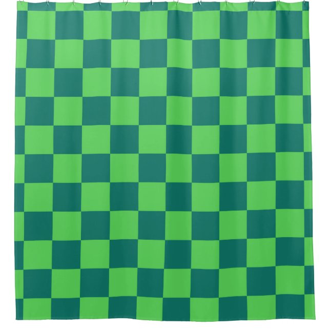 Blaues Gingham-Muster Duschvorhang (Vorderseite)