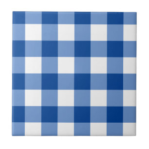 Blaues Gingham-Muster Fliese