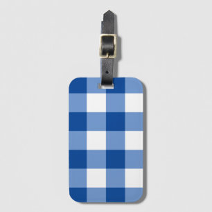 Blaues Gingham-Muster Gepäckanhänger