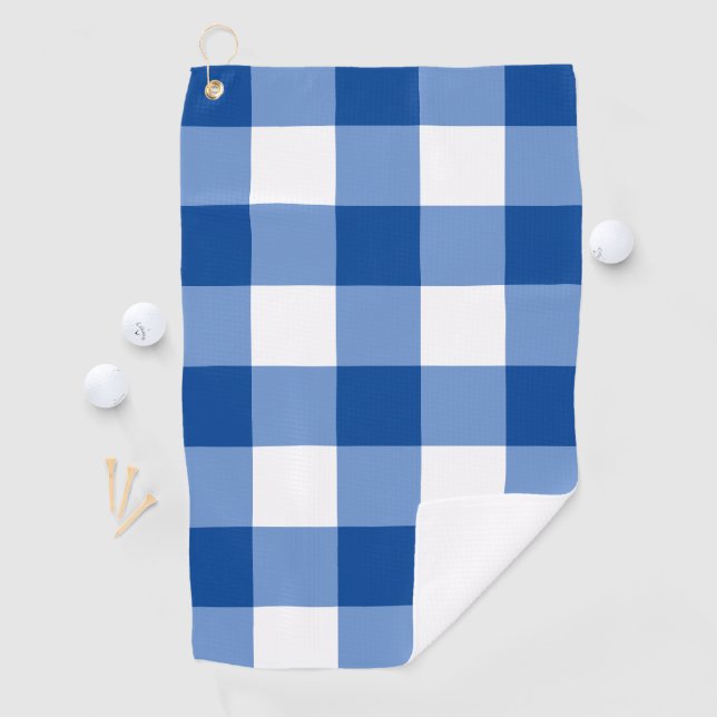Blaues Gingham-Muster Golfhandtuch (Insitu)