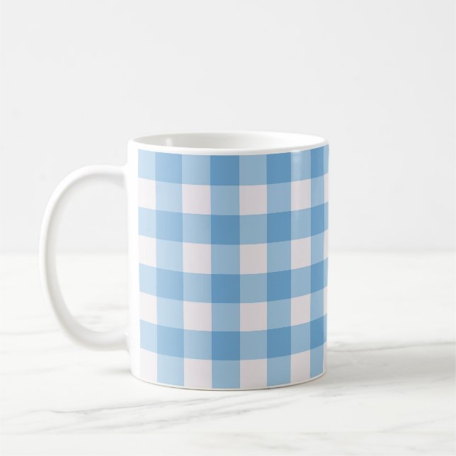 Blaues Gingham-Muster Kaffeetasse (Links)