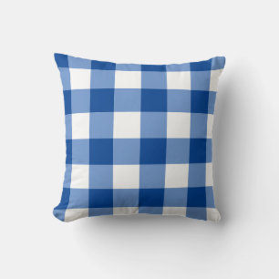 Blaues Gingham-Muster Kissen