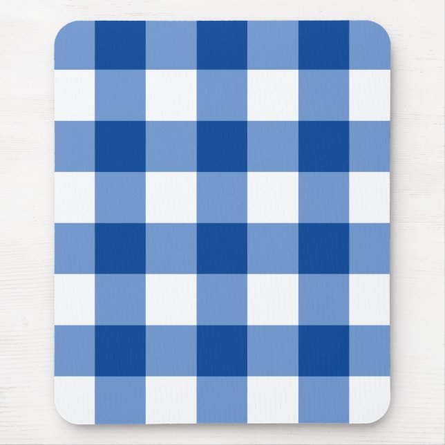 Blaues Gingham-Muster Mousepad (Vorne)