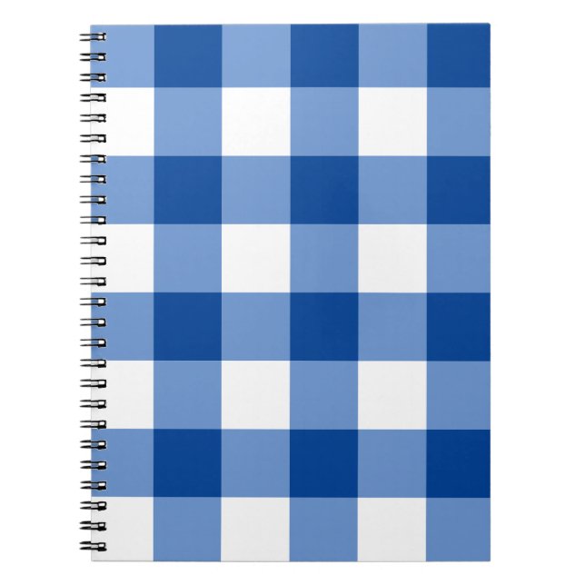 Blaues Gingham-Muster Notizblock (Vorderseite)