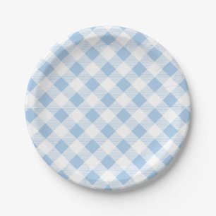 Blaues Gingham-Muster, Picknick, BBQ-Papierplatte Pappteller