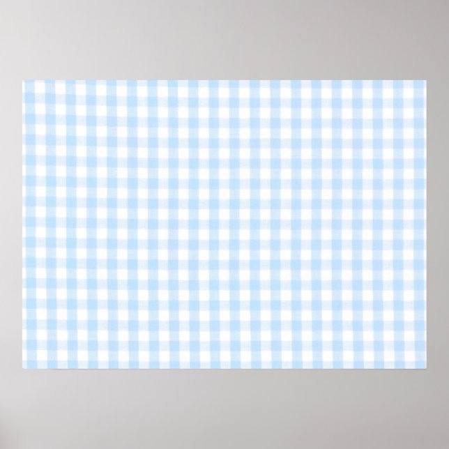 Blaues Gingham-Muster Poster (Vorne)