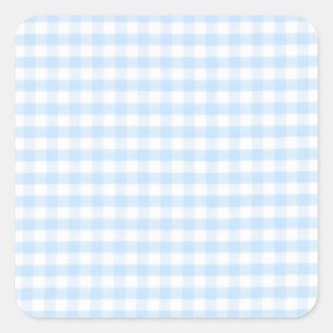 Blaues Gingham-Muster Quadratischer Aufkleber