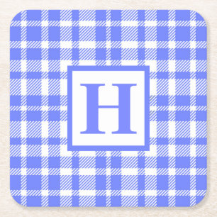 Blaues Gingham-Muster Rechteckiger Pappuntersetzer