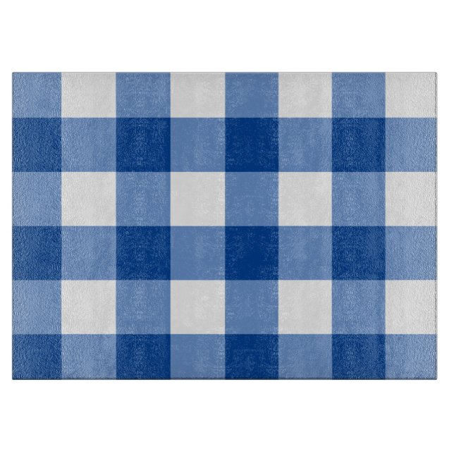 Blaues Gingham-Muster Schneidebrett (Vorderseite)