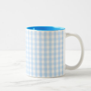 Blaues Gingham-Muster Zweifarbige Tasse