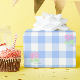 blaues Gingham-Packpapier Geschenkpapier