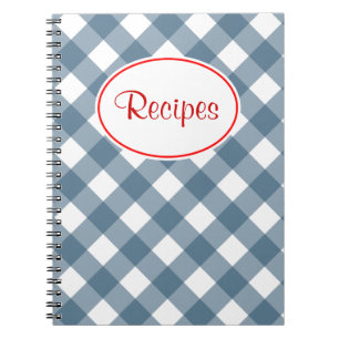 Blaues Gingham-Rezept-Notizbuch Notizblock