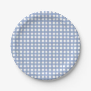 Blaues Gingham-Ruhe-Blau Pappteller