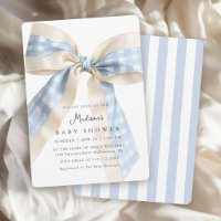 Blaues Gingham-Schleifen Süße Babyparty
