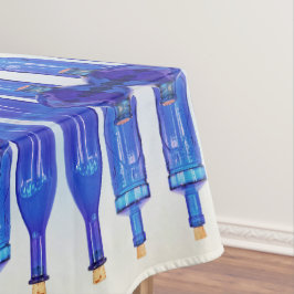 Blaues Glas Korkierte Flaschen Tischdecke