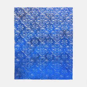 Blaues Glas mit Musterpattern, abstraktes Glas, Fleecedecke