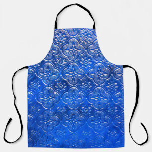 Blaues Glas mit Musterpattern, abstraktes Glas,  Schürze