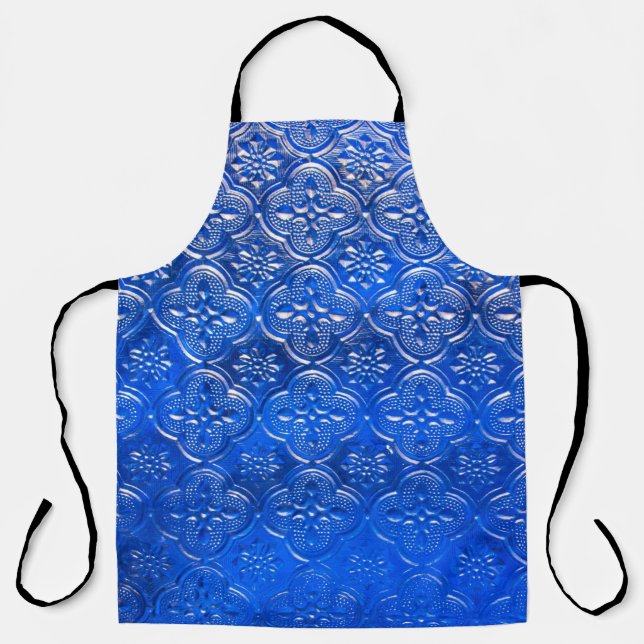 Blaues Glas mit Musterpattern, abstraktes Glas,  Schürze (Vorderseite)