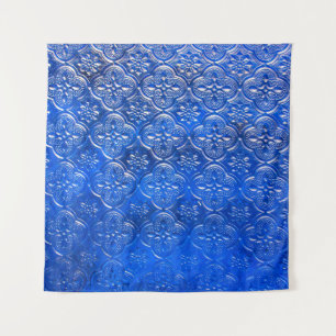 Blaues Glas mit Musterpattern, abstraktes Glas,  Wandteppich