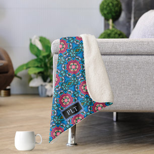 Blaues Glas mit Rosa - Art Deco - Zu den Initialen Sherpadecke