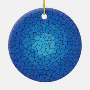 Blaues Glasdesign > Weihnachtsbaumanhänger Keramik Ornament
