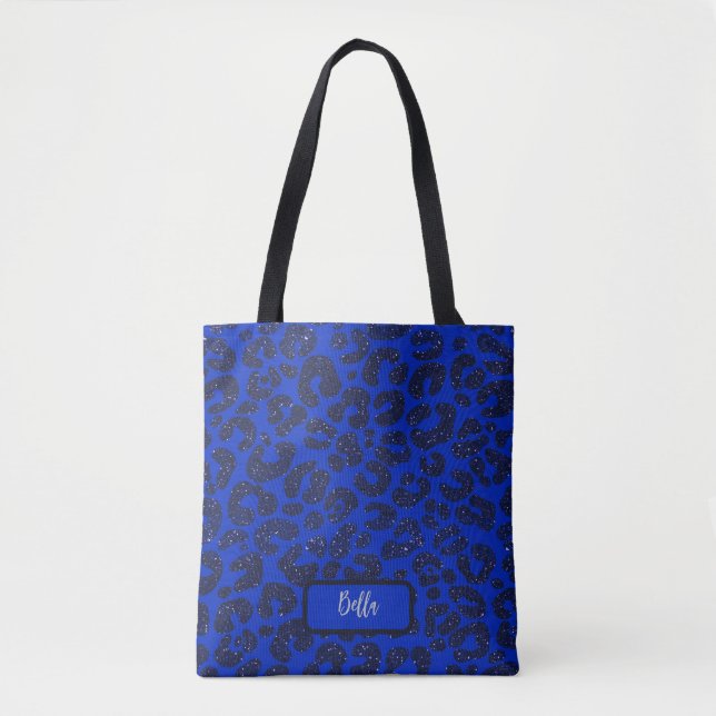 Blaues Glittery Leopard Muster (Vorderseite)