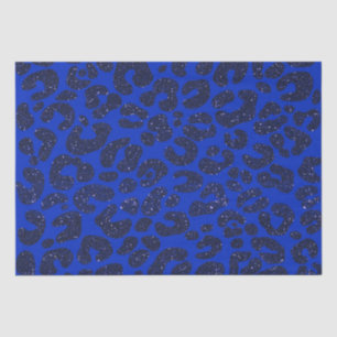 Blaues Glittery Leopard Muster Seidenpapier