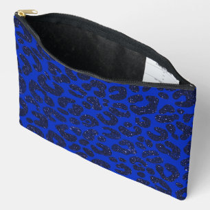 Blaues Glittery Leopard Muster Zubehörtasche