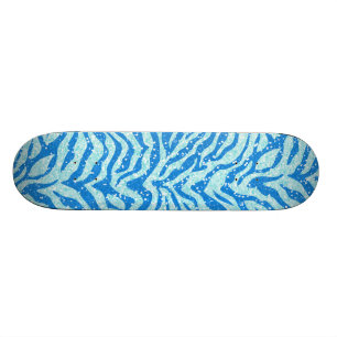 Blaues Glitzer-Druckzebra-Streifen-Muster Skateboard