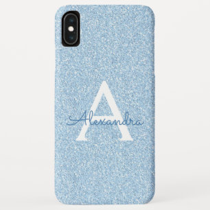 Blaues Glitzer-und Schein-Monogramm Case-Mate iPhone Hülle