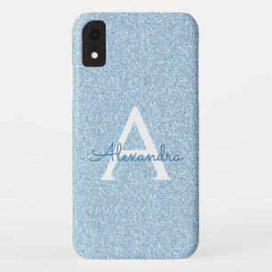 Blaues Glitzer-und Schein-Monogramm Case-Mate iPhone Hülle