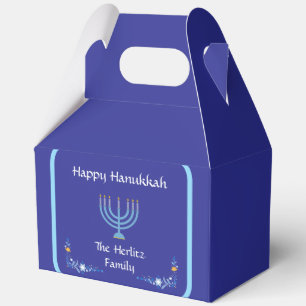 Blaues glückliches HANUKKAH-Menora-Anpassen NAME Geschenkschachtel