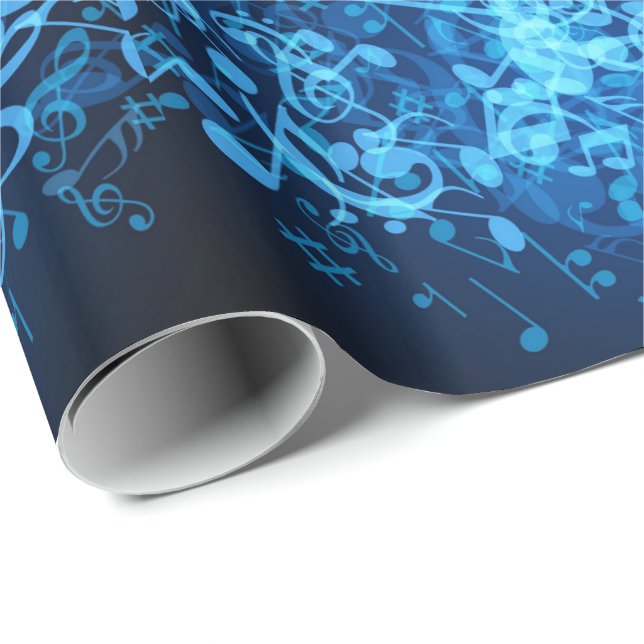 Blaues Glühen-Musiknoten-Muster Geschenkpapier (Rolleneckpunkt)