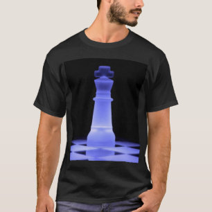 Blaues glühendes Stück König-Schach T-Shirt