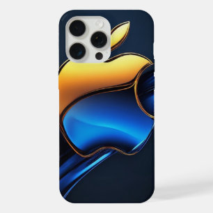 Blaues Gold-Apfelsymbol mit fließenden abstrakten iPhone 15 Pro Max Hülle