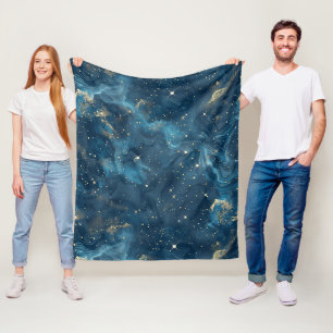 Blaues Gold Celestial Galaxy Nebel Sterne Fleecedecke