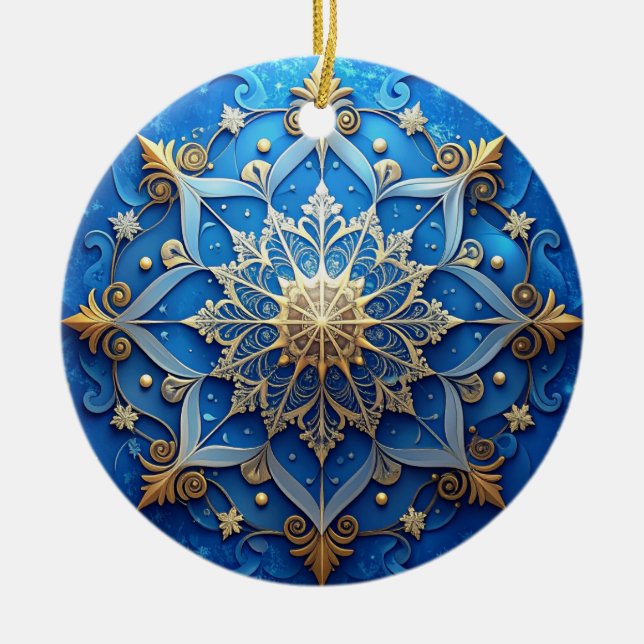Blaues Gold Dekoratives Weihnachtsornament (Vorne)